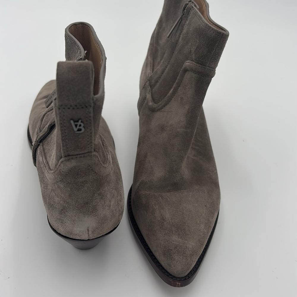 Veronica Beard Kinsley Bootie Taupe Suede Ankle Boots 7.5 - Picture 6 of 6